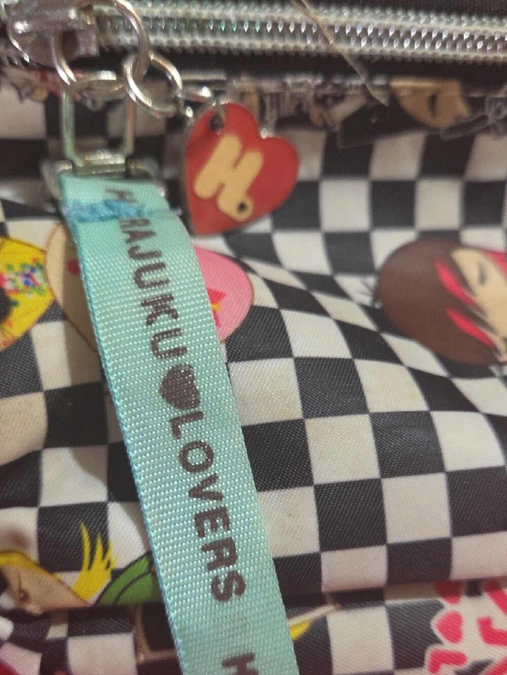 Checker Print Crossbody Bag Harajuku Lovers- Black & White - Picture 2 of 9